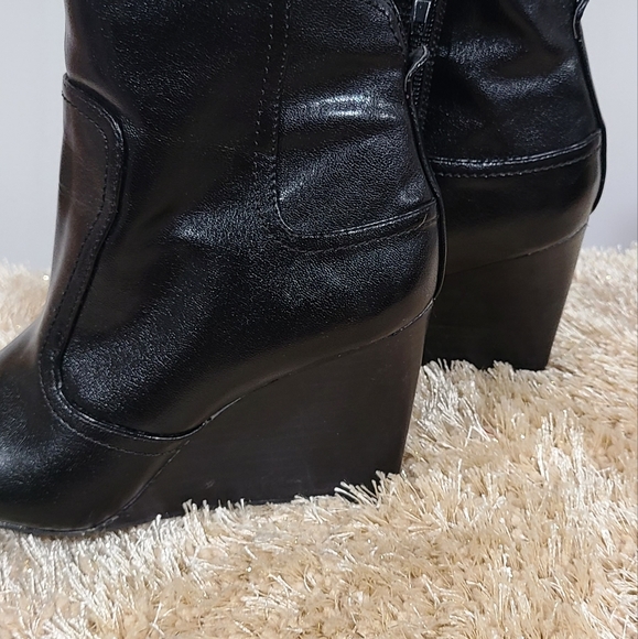 Black Wedge Booties - Picture 3 of 3